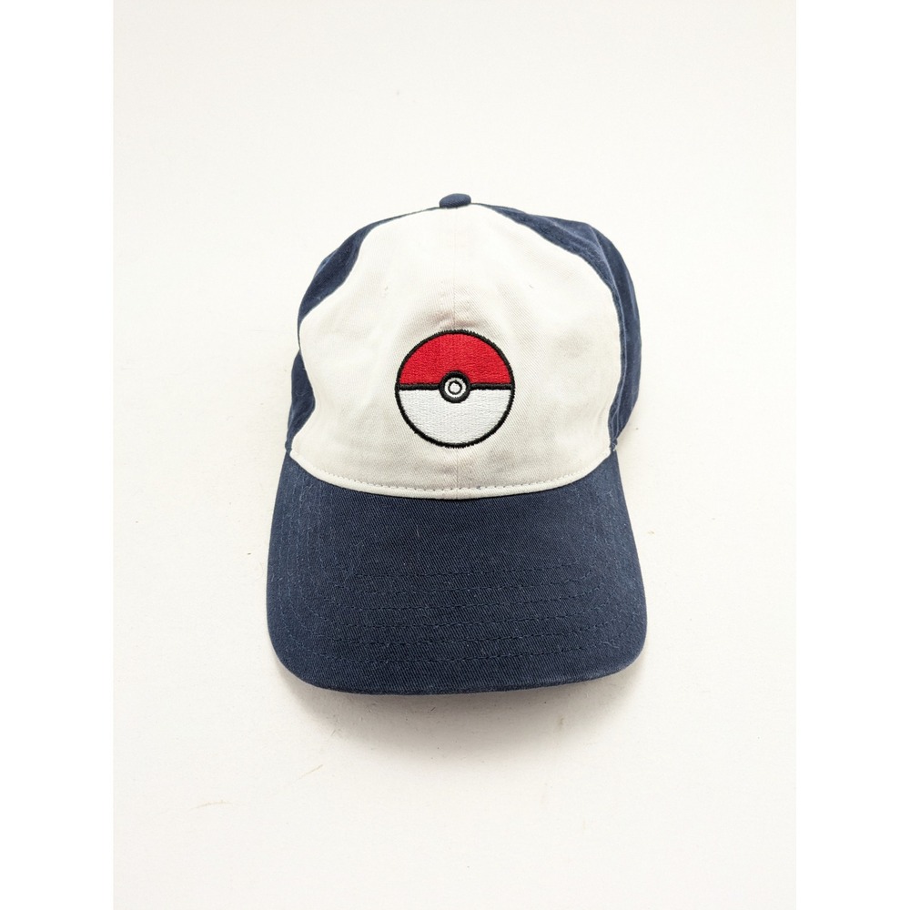 Nintendo Pokemon Pokeball 2023 Navy Blue White Adjustable Strap Baseball Cap Hat